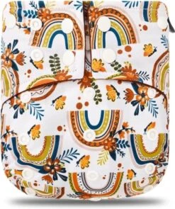 BonBini´s Luiers - Wasbare Luier Rainbows 3-15 Kg - Luierbroekje - Dubbele Antilek Preventie - Zwemluier Drukknoopjes En Verstelbaar Maat S, M, L Maat 1 T/m 5