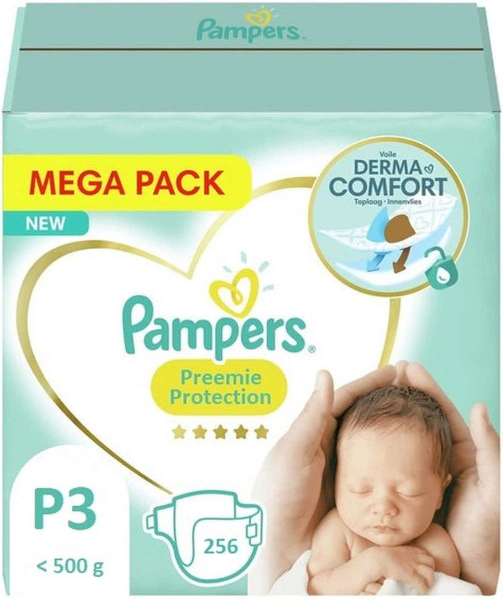 Pampers® Pampers Preemie Protection Maat P3 - 256 Luiers ( Let Op! Voor Vroeg Geboren Baby's) 3 Pampers® Pampers Preemie Protection Maat P3 - 256 Luiers ( Let Op! Voor Vroeg Geboren Baby's)