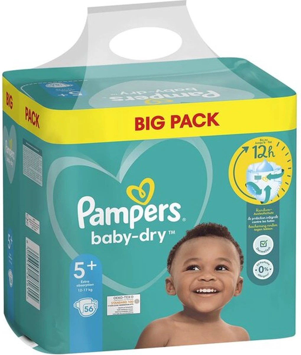 Pampers® Pampers Baby Dry + Maat 5+ ( 12-17 Kg), 56 Stuks 3 Pampers® Pampers Baby Dry + Maat 5+ ( 12-17 Kg), 56 Stuks
