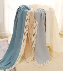 Hydrofiele Doek XL Met Franjes - 120x120 Cm - Taupe -Winkel Voor Babyverzorgingsproducten 1067x1200