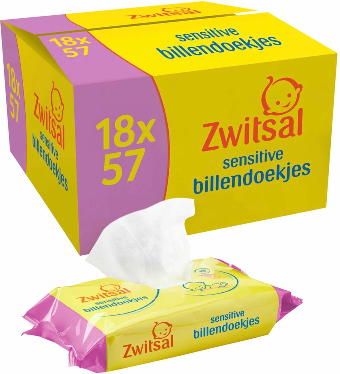 Zwitsal - Billendoekjes Sensitive - 18 X 57 - 1026 Babydoekjes 3 Zwitsal - Billendoekjes Sensitive - 18 X 57 - 1026 Babydoekjes