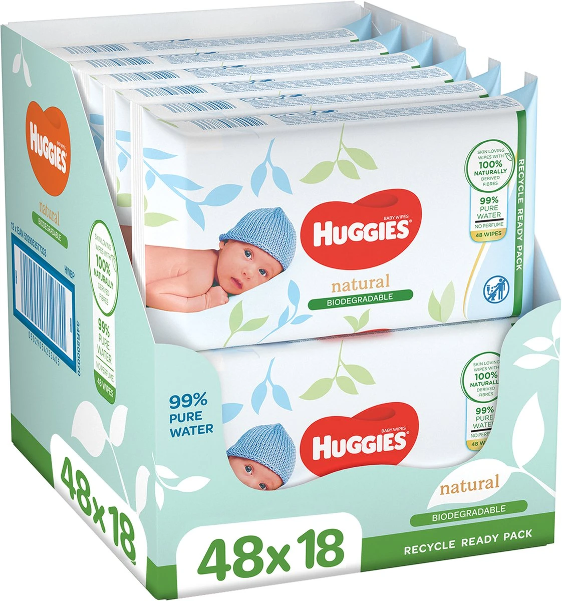 Huggies Billendoekjes - Biologisch Afbreekbaar - 100% Plasticvrij - 18 X 48 Stuks - 864 Doekjes 3 Huggies Billendoekjes - Biologisch Afbreekbaar - 100% Plasticvrij - 18 X 48 Stuks - 864 Doekjes