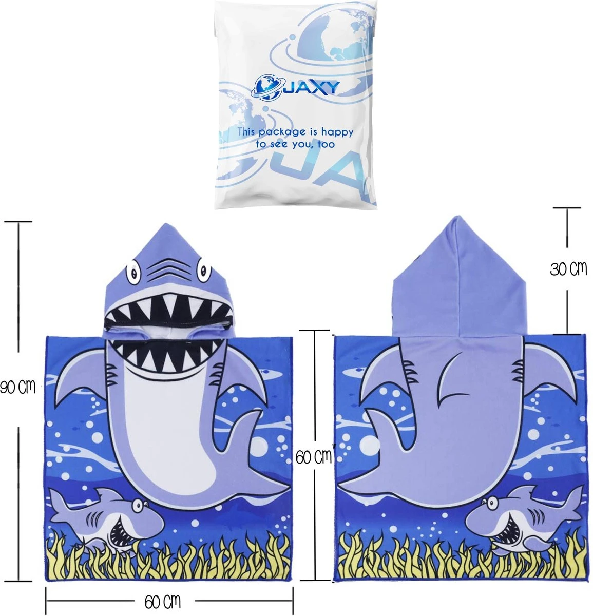 JAXY Badcape Baby - Badcape - Baby Badjas - Omslagdoek - Omslagdoek - Baby Handdoek Met Capuchon - Strandhanddoek - Badponcho - Poncho Handdoek - Microfiber - 60x90cm - Haai 4 JAXY Badcape Baby - Badcape - Baby Badjas - Omslagdoek - Omslagdoek - Baby Handdoek Met Capuchon - Strandhanddoek - Badponcho - Poncho Handdoek - Microfiber - 60x90cm - Haai - Afbeelding 2