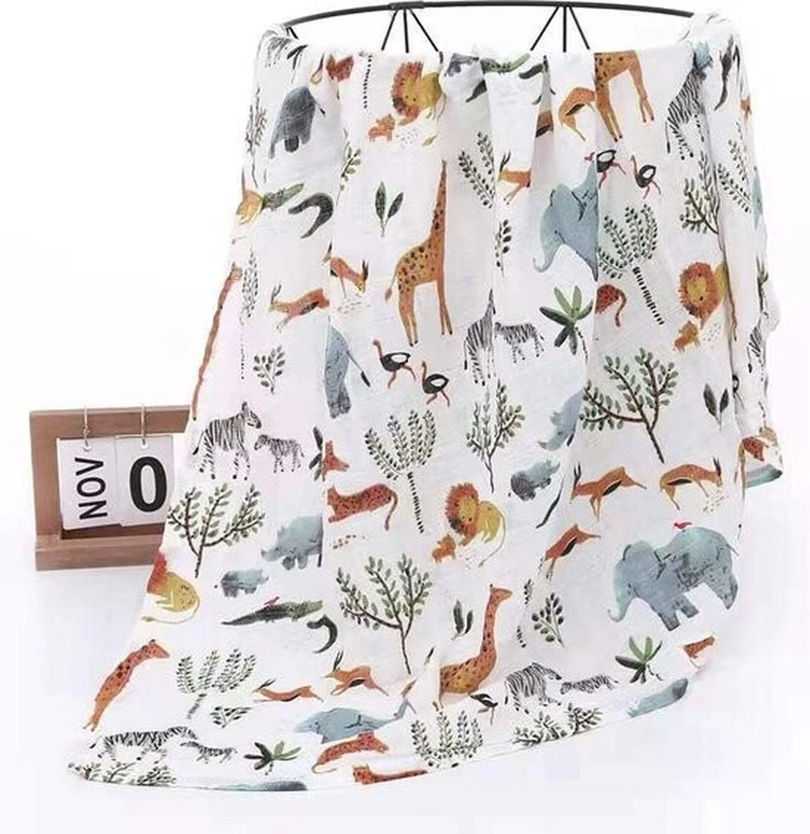Hydrofiele Doek XL - Baby Inbakerdoek - 120x120 Cm - Safari Dieren 8 Hydrofiele Doek XL - Baby Inbakerdoek - 120x120 Cm - Safari Dieren - Afbeelding 6