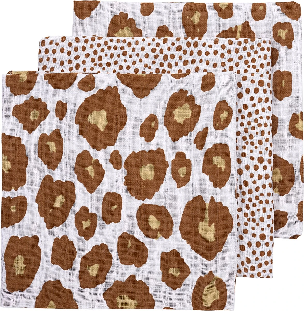 Meyco Cheetah/Panter Hydrofiele Doeken - 3-pack - Camel - 70x70 Cm 3 Meyco Cheetah/Panter Hydrofiele Doeken - 3-pack - Camel - 70x70 Cm