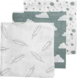 Meyco Clouds/Dots/Feathers Hydrofiele Doeken - 3-pack - Stone Green - 70x70cm -Winkel Voor Babyverzorgingsproducten 1181x1200 4