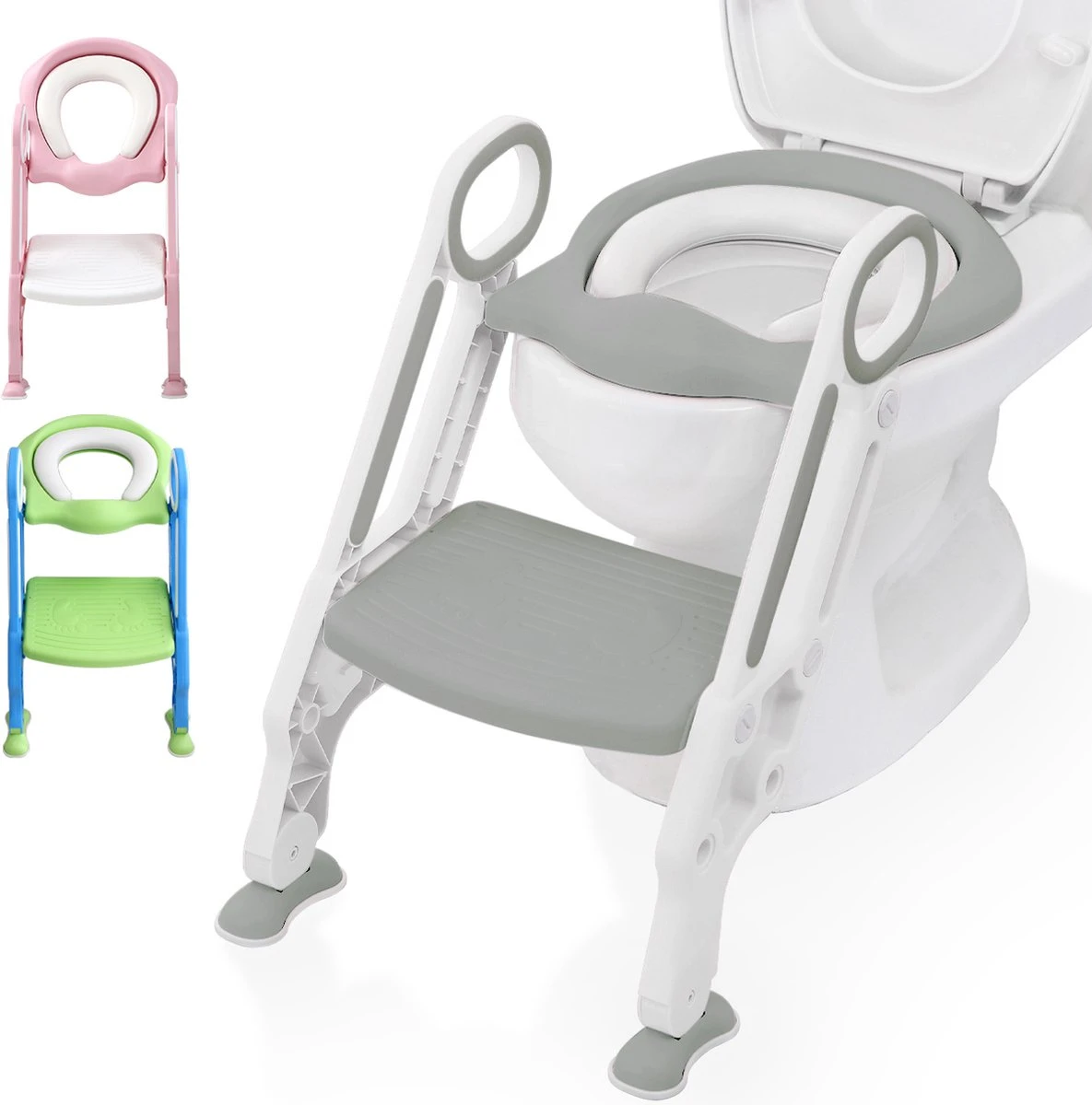 LifeGoods WC Verkleiner Met Trapje - Trainer Met Opstapje - 2 Tot 7 Jaar - Grijs/Wit 3 LifeGoods WC Verkleiner Met Trapje - Trainer Met Opstapje - 2 Tot 7 Jaar - Grijs/Wit