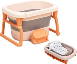 FOXSPORT Babybadje - Inklapbaar Bad - Bad Baby - Zitbad - Bath Bucket - Opvouwbaar Bad Kinderen - Baby Badje - Opvouwbaar Bad Baby - Opvouwbaar Bad - Baby Badkussen - Oranje -Winkel Voor Babyverzorgingsproducten 1200x1001 5
