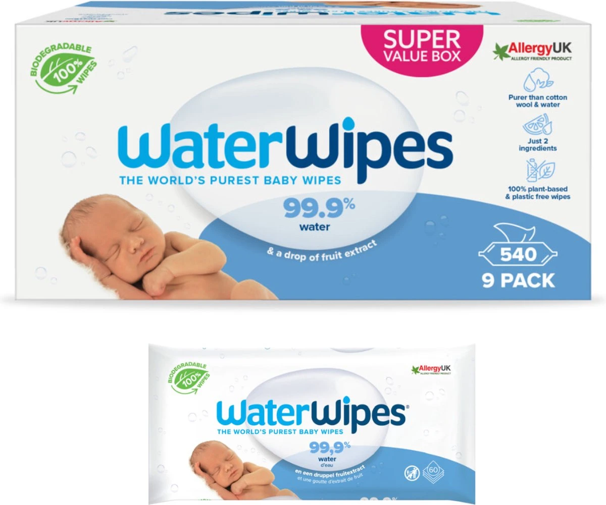 WaterWipes Billendoekjes Bio - 9 X 60 Stuks - 540 Doekjes 3 WaterWipes Billendoekjes Bio - 9 X 60 Stuks - 540 Doekjes