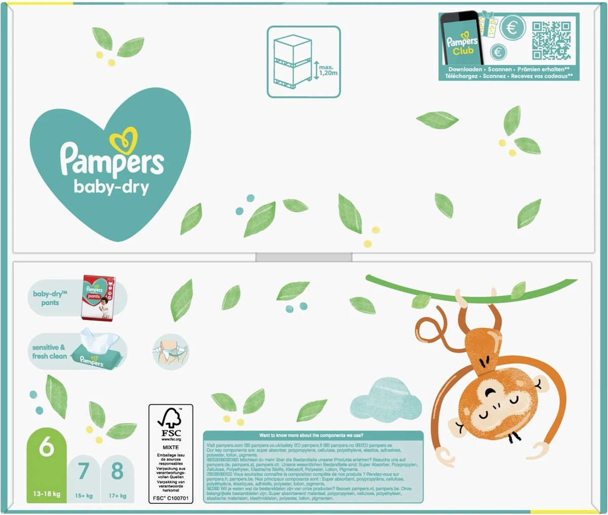 Pampers® Pampers - Baby Dry - Maat 6 - Mega Maandbox - 216 Luiers 5 Pampers® Pampers - Baby Dry - Maat 6 - Mega Maandbox - 216 Luiers - Afbeelding 3