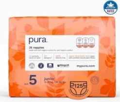 Pura Eco-Friendly Luiers Maat 5 (11-25kg), 125 Luiers 23 Pura Eco-Friendly Luiers Maat 5 (11-25kg), 125 Luiers -Winkel Voor Babyverzorgingsproducten 1200x1026
