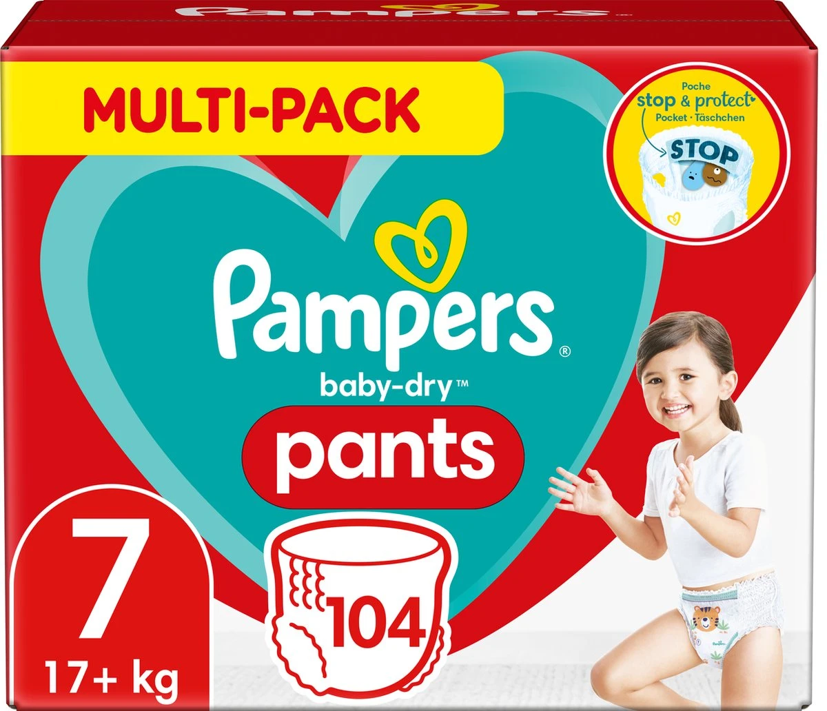 Pampers® Pampers Baby Dry Pants Luierbroekjes - Maat 7 (17+ Kg) - 104 Stuks - Multi-Pack 3 Pampers® Pampers Baby Dry Pants Luierbroekjes - Maat 7 (17+ Kg) - 104 Stuks - Multi-Pack