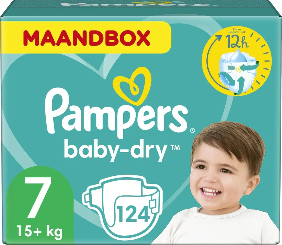 Pampers® Pampers Baby-Dry Luiers - Maat 7 (+15 Kg) - 124 Stuks - Maandbox 3 Pampers® Pampers Baby-Dry Luiers - Maat 7 (+15 Kg) - 124 Stuks - Maandbox
