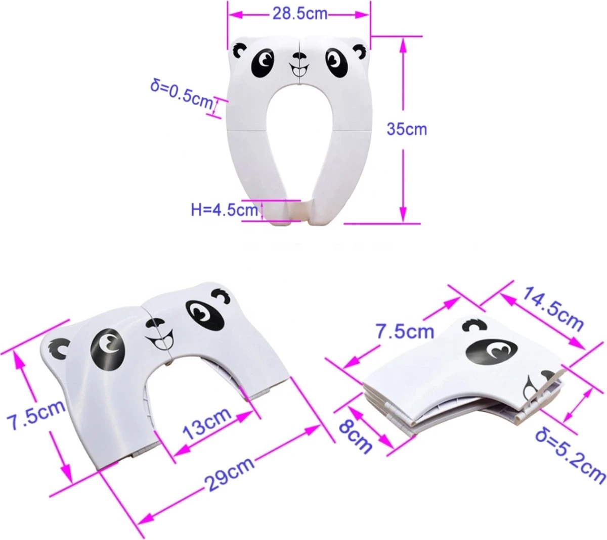 Merkloos WC Verkleiner Roze Panda Ontwerp - Toilettrainer - Opvouwbare Toilet Zitje - Toiletbril Verkleiner - Kinder WC Bril 7 Merkloos WC Verkleiner Roze Panda Ontwerp - Toilettrainer - Opvouwbare Toilet Zitje - Toiletbril Verkleiner - Kinder WC Bril - Afbeelding 5