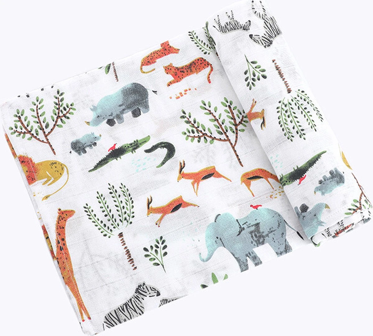 Hydrofiele Doek XL - Baby Inbakerdoek - 120x120 Cm - Safari Dieren 6 Hydrofiele Doek XL - Baby Inbakerdoek - 120x120 Cm - Safari Dieren - Afbeelding 4