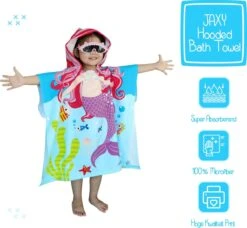 JAXY Badcape Baby - Badcape - Baby Badjas - Omslagdoek - Omslagdoek - Baby Handdoek Met Capuchon - Strandhanddoek - Badponcho - Poncho Handdoek - Microfiber - 60x90cm - Paarse Zeemeermin -Winkel Voor Babyverzorgingsproducten 1200x1109