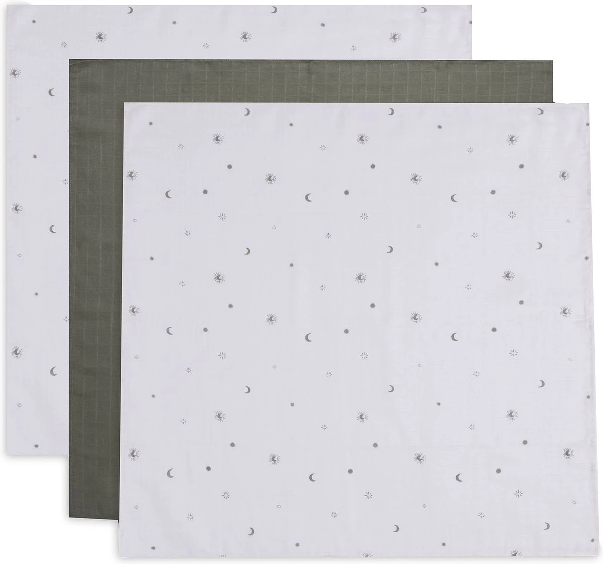 Jollein Hydrofiele Doek Small 70x70cm Stargaze - Leaf Green - 3 Stuks 3 Jollein Hydrofiele Doek Small 70x70cm Stargaze - Leaf Green - 3 Stuks