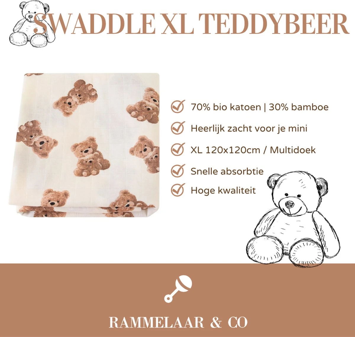 Hydrofiele Doek - Hydrofiele Doek XL - Teddybeer - 120x120cm - Hydrofiel - Swaddle - Multidoek - Superzacht - Hydrofiele Luier -XL - Bamboe - Hydrofiele Doek Teddybeer - Omslagdoek - Emmailloter - Kraamcadeau 6 Hydrofiele Doek - Hydrofiele Doek XL - Teddybeer - 120x120cm - Hydrofiel - Swaddle - Multidoek - Superzacht - Hydrofiele Luier -XL - Bamboe - Hydrofiele Doek Teddybeer - Omslagdoek - Emmailloter - Kraamcadeau - Afbeelding 4