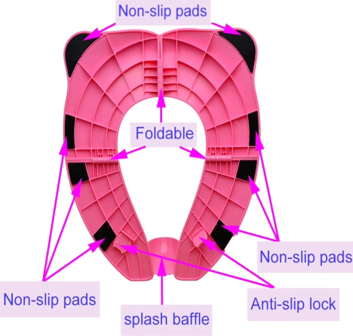 Merkloos WC Verkleiner Roze Panda Ontwerp - Toilettrainer - Opvouwbare Toilet Zitje - Toiletbril Verkleiner - Kinder WC Bril 4 Merkloos WC Verkleiner Roze Panda Ontwerp - Toilettrainer - Opvouwbare Toilet Zitje - Toiletbril Verkleiner - Kinder WC Bril - Afbeelding 2