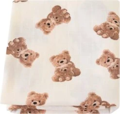 Hydrofiele Doek - Hydrofiele Doek XL - Teddybeer - 120x120cm - Hydrofiel - Swaddle - Multidoek - Superzacht - Hydrofiele Luier -XL - Bamboe - Hydrofiele Doek Teddybeer - Omslagdoek - Emmailloter - Kraamcadeau