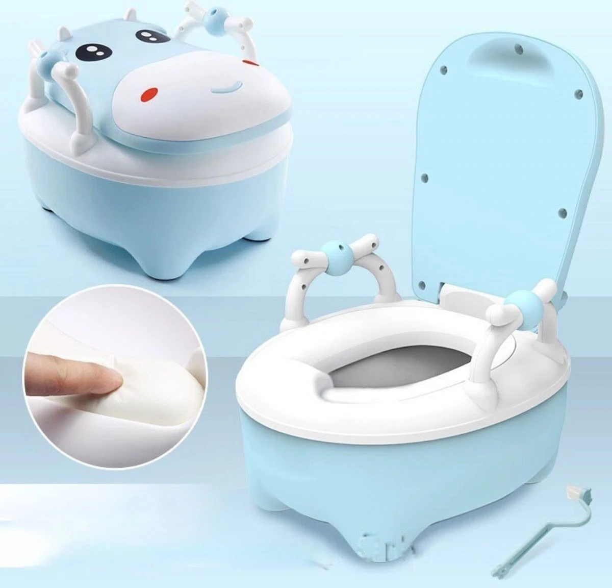 Merkloos Plaspotje Koe | Plaspotje Kind | Potje Peuter | Potje Met Deksel | WC Potje Peuter | WC Verkleiner | Opstapje | Blauw 6 Merkloos Plaspotje Koe | Plaspotje Kind | Potje Peuter | Potje Met Deksel | WC Potje Peuter | WC Verkleiner | Opstapje | Blauw - Afbeelding 4