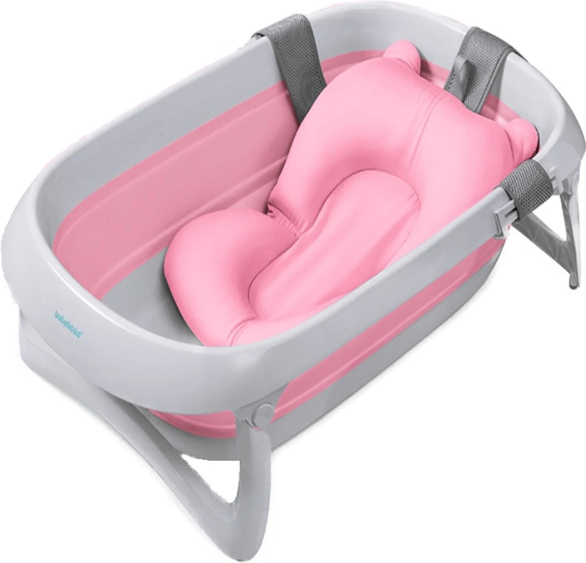 Babybadje - Peuterbadje - Opvouwbaar - Incl. Baby Badkussen - 84 Cm Lang - 0 Tot 3 Jaar - Roze 3 Babybadje - Peuterbadje - Opvouwbaar - Incl. Baby Badkussen - 84 Cm Lang - 0 Tot 3 Jaar - Roze