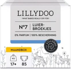 LILLYDOO Huidvriendelijke Luierbroekjes - Maat 7 (17+ Kg) - 85 Stuks - Maandbox