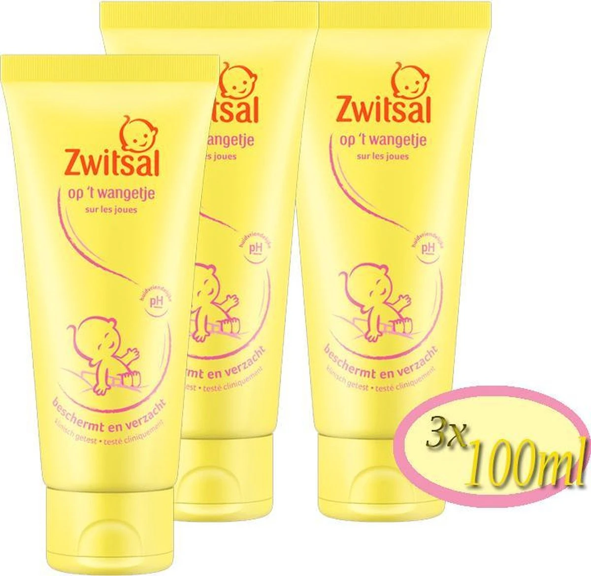 3x 100ml Zwitsal Gezichtscrème Op 'T Wangetje 3 3x 100ml Zwitsal Gezichtscrème Op 'T Wangetje