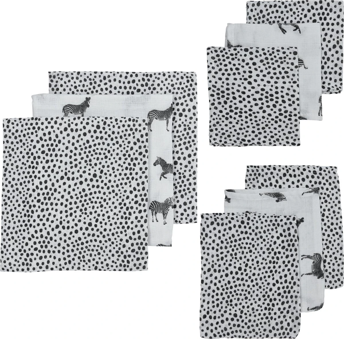 Meyco Zebra Animal Starterset - 9-pack - Hydrofiel - Black 3 Meyco Zebra Animal Starterset - 9-pack - Hydrofiel - Black