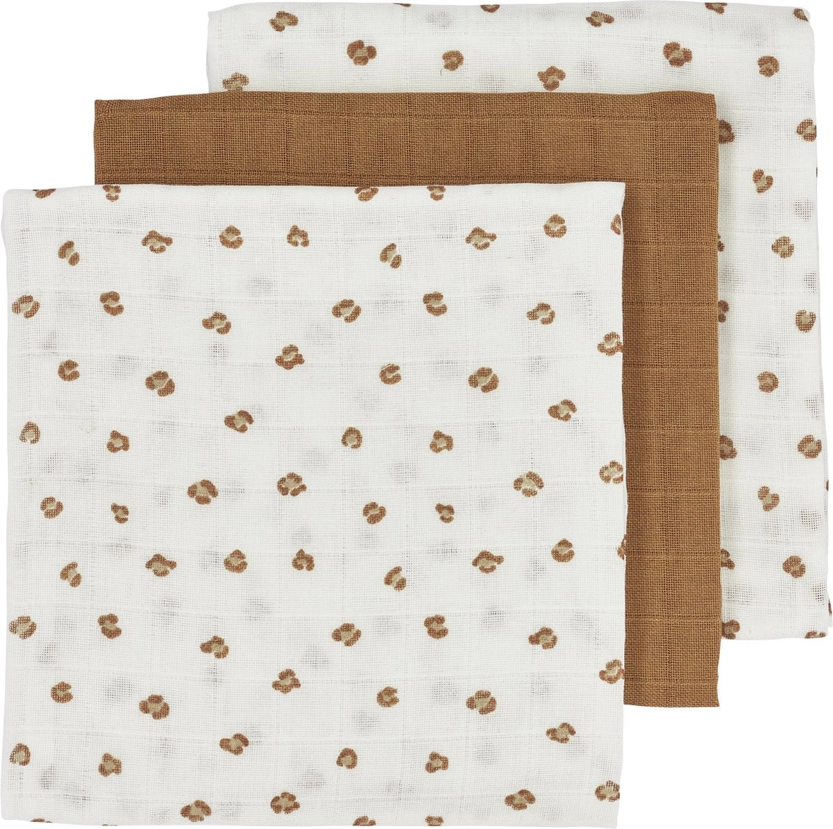 Meyco Mini Panther Hydrofiele Doeken - 3-pack - Toffee - 70x70cm 3 Meyco Mini Panther Hydrofiele Doeken - 3-pack - Toffee - 70x70cm