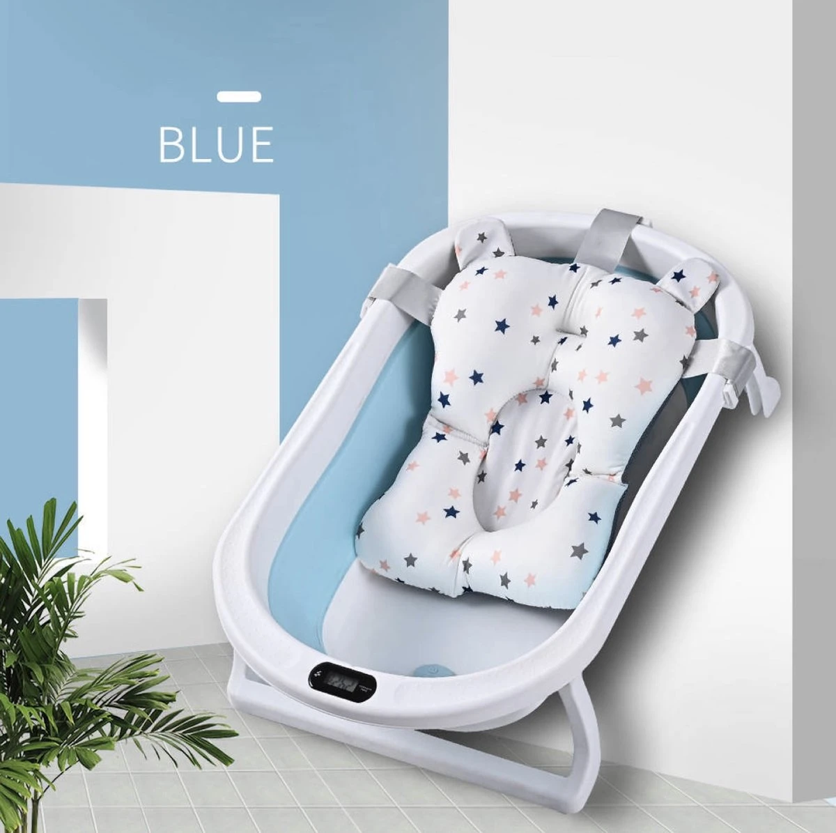 Babybadje - Laychee - Gratis Kussen - 4 In 1 - Peuterbadje - Opvouwbaar - Thermometer - Lichtgewicht - Inklapbaar - Blauw 4 Babybadje - Laychee - Gratis Kussen - 4 In 1 - Peuterbadje - Opvouwbaar - Thermometer - Lichtgewicht - Inklapbaar - Blauw - Afbeelding 2