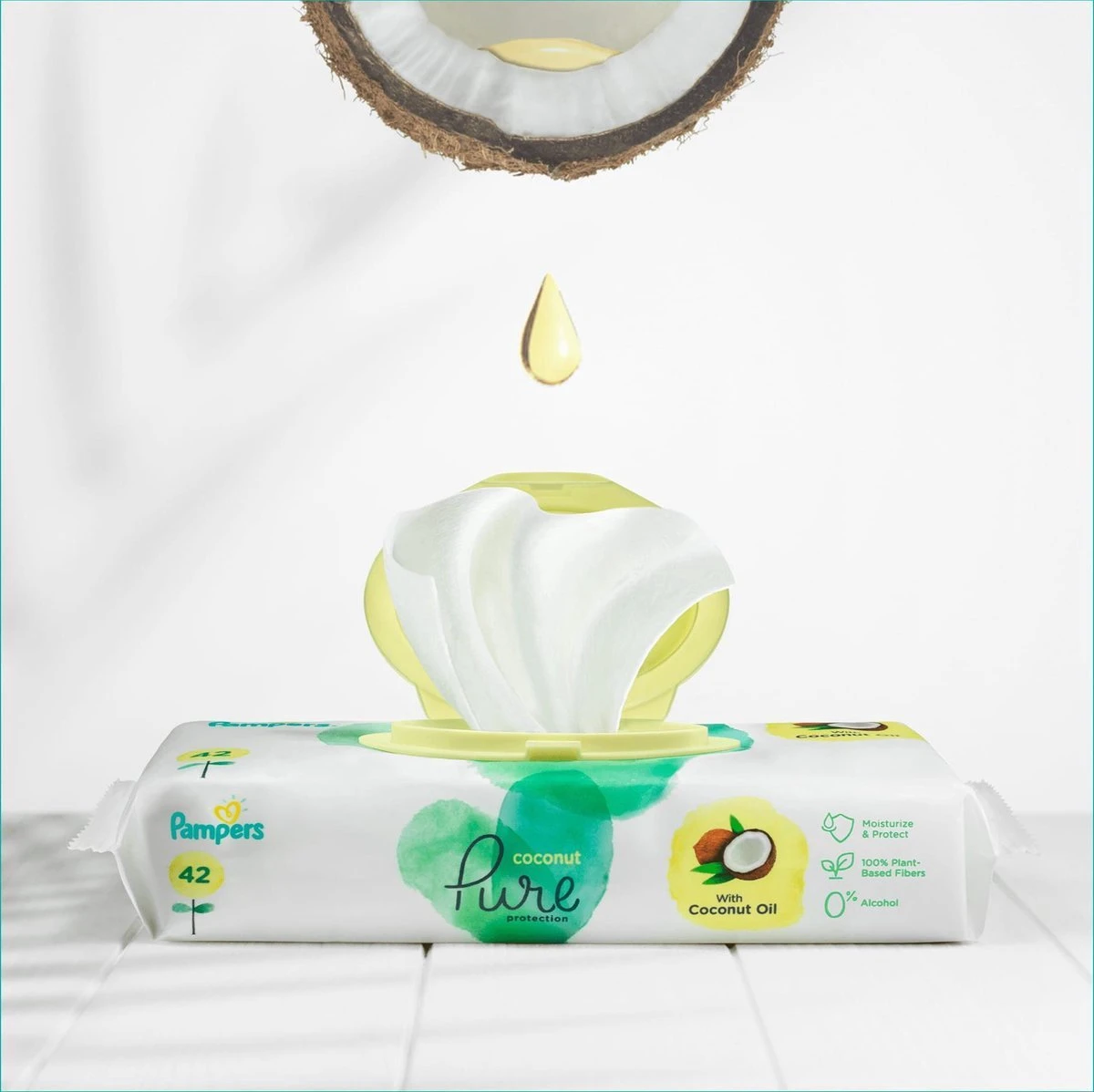 Pampers® Pampers Pure Coconut Babydoekjes - 28 Verpakkingen Van 42 Doekjes = 1176 Babydoekjes 6 Pampers® Pampers Pure Coconut Babydoekjes - 28 Verpakkingen Van 42 Doekjes = 1176 Babydoekjes - Afbeelding 4