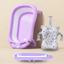 Baby Badje Opvouwbaar - 3 In 1 Opvouwbaar - Opbergmand - Inclusief Badkussen - Babybadje - Peuterbadje 83 × 48 × 23,5 Cm - Purper -Winkel Voor Babyverzorgingsproducten 1200x1200 1261