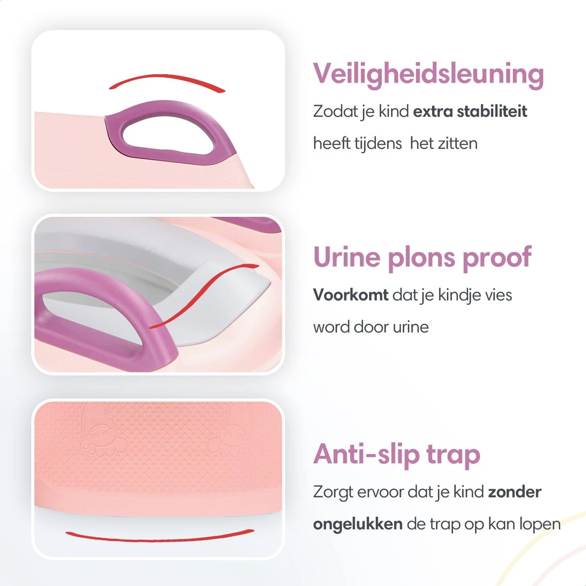 Macx & Macx Toilettrainer Met Trapje - Brilverkleiner Met Handvaten En Opstapje - Opvouwbaar Toilet Bril Zitje - WC Zindelijkheids Training Voor Jongens/Meisjes - Urinoirs Voor Kind/Peuter Van 2 Tot 7 Jaar - Roze 5 Macx & Macx Toilettrainer Met Trapje - Brilverkleiner Met Handvaten En Opstapje - Opvouwbaar Toilet Bril Zitje - WC Zindelijkheids Training Voor Jongens/Meisjes - Urinoirs Voor Kind/Peuter Van 2 Tot 7 Jaar - Roze - Afbeelding 3