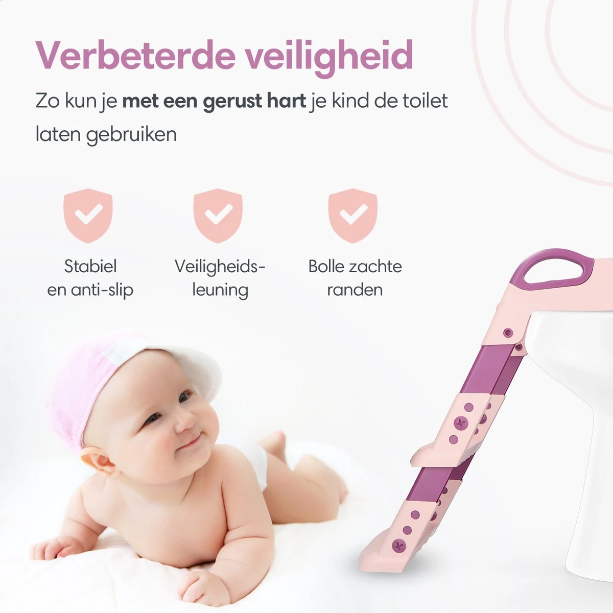 Macx & Macx Toilettrainer Met Trapje - Brilverkleiner Met Handvaten En Opstapje - Opvouwbaar Toilet Bril Zitje - WC Zindelijkheids Training Voor Jongens/Meisjes - Urinoirs Voor Kind/Peuter Van 2 Tot 7 Jaar - Roze 7 Macx & Macx Toilettrainer Met Trapje - Brilverkleiner Met Handvaten En Opstapje - Opvouwbaar Toilet Bril Zitje - WC Zindelijkheids Training Voor Jongens/Meisjes - Urinoirs Voor Kind/Peuter Van 2 Tot 7 Jaar - Roze - Afbeelding 5