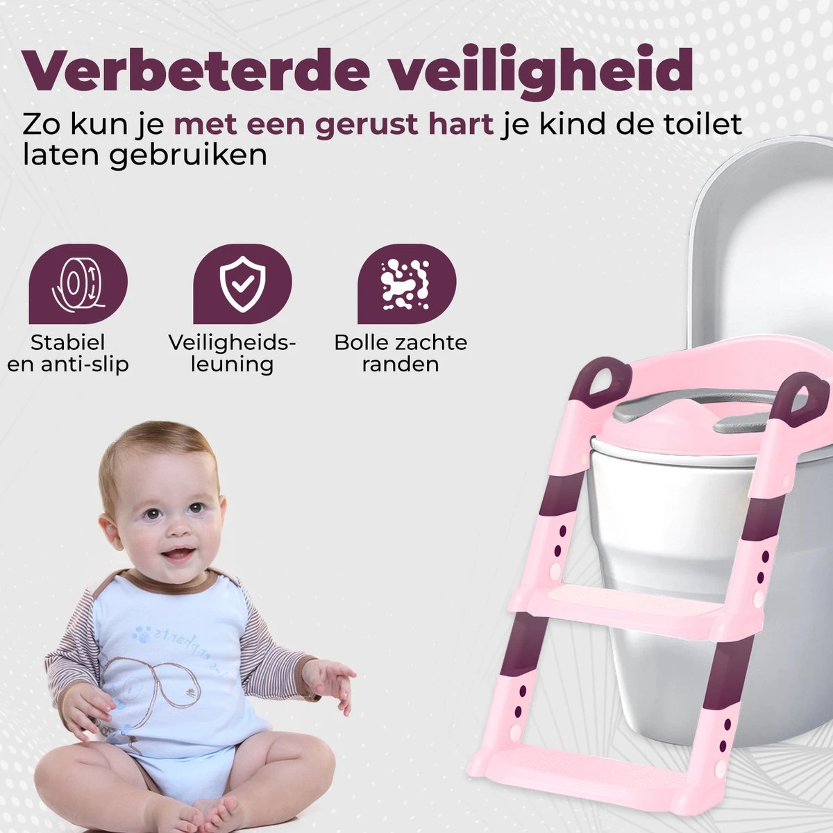 WC Verkleiner Met Trapje - Inclusief Handvaten - Opvouwbaar - 2 Tot 7 Jaar - Roze - Paars 12 WC Verkleiner Met Trapje - Inclusief Handvaten - Opvouwbaar - 2 Tot 7 Jaar - Roze - Paars - Afbeelding 10