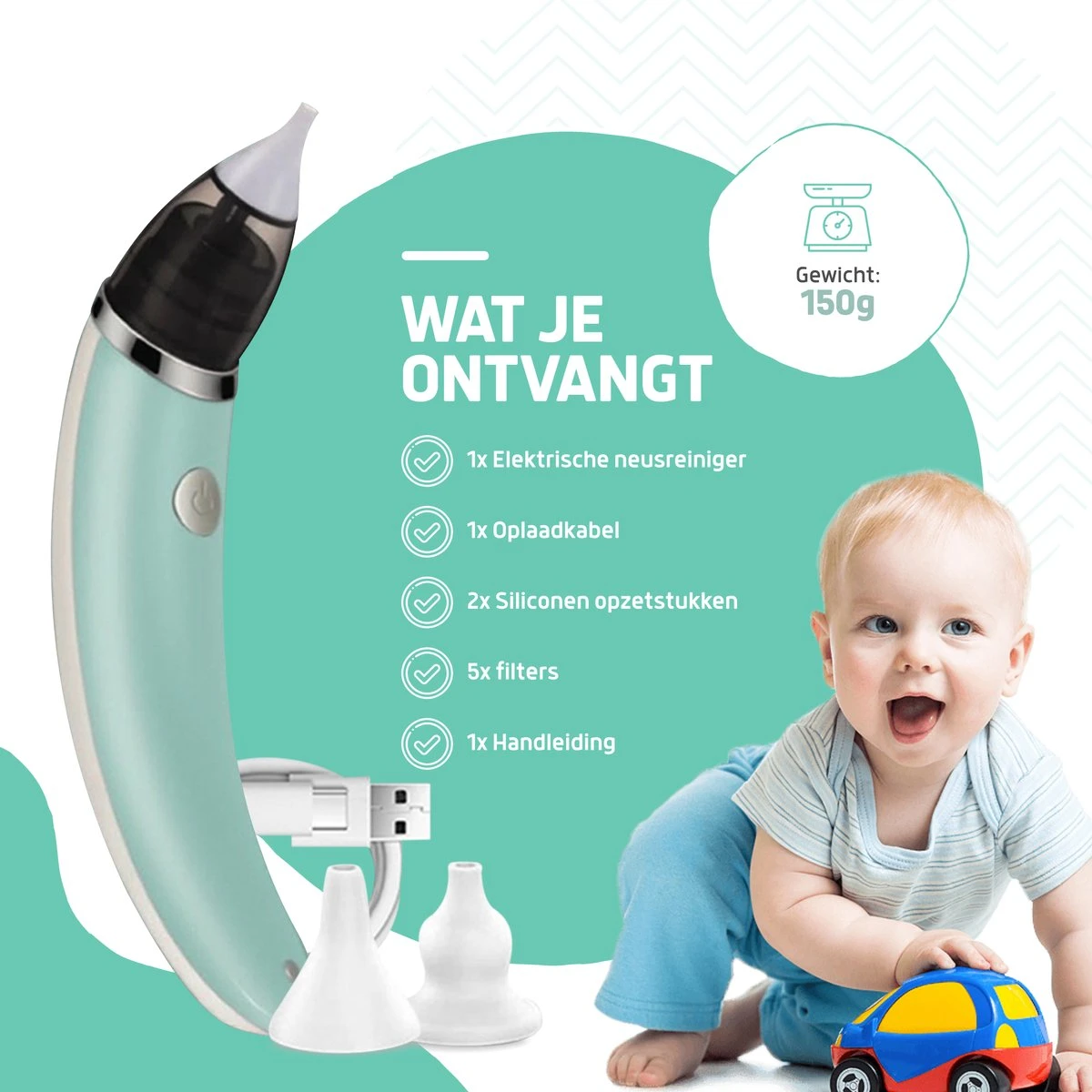 Hoy En Dia® Neusreiniger Baby Snoetenpoetsers - Neuspeer Met USB - Elektrische Neuszuiger - Toetenvegers 6 Hoy En Dia® Neusreiniger Baby Snoetenpoetsers - Neuspeer Met USB - Elektrische Neuszuiger - Toetenvegers - Afbeelding 4