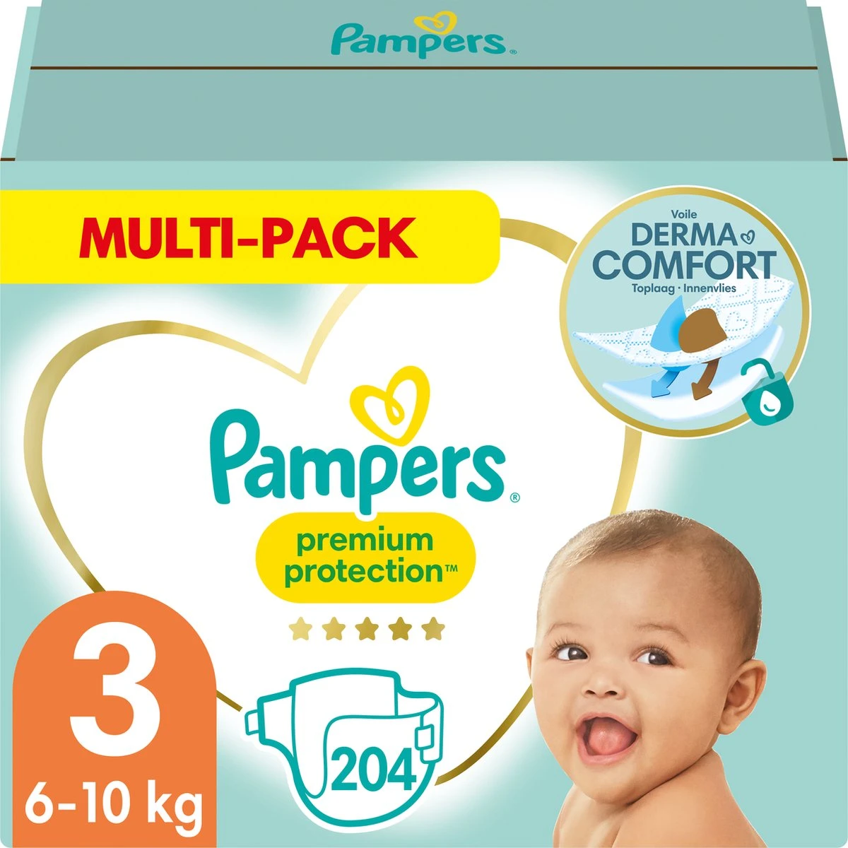 Pampers® Pampers Premium Protection Luiers - Maat 3 (6-10 Kg) - 204 Stuks - Multi-Pack 3 Pampers® Pampers Premium Protection Luiers - Maat 3 (6-10 Kg) - 204 Stuks - Multi-Pack