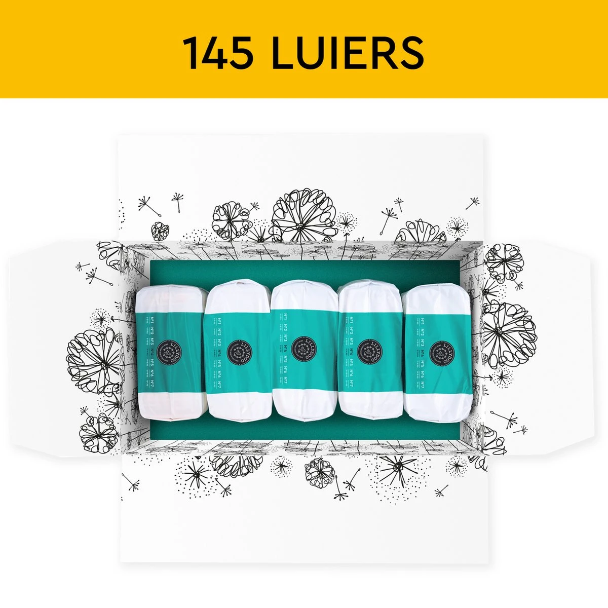 LILLYDOO Huidvriendelijke Luiers - Maat 4 (9-14 Kg) - 145 Stuks - Maandbox 4 LILLYDOO Huidvriendelijke Luiers - Maat 4 (9-14 Kg) - 145 Stuks - Maandbox - Afbeelding 2