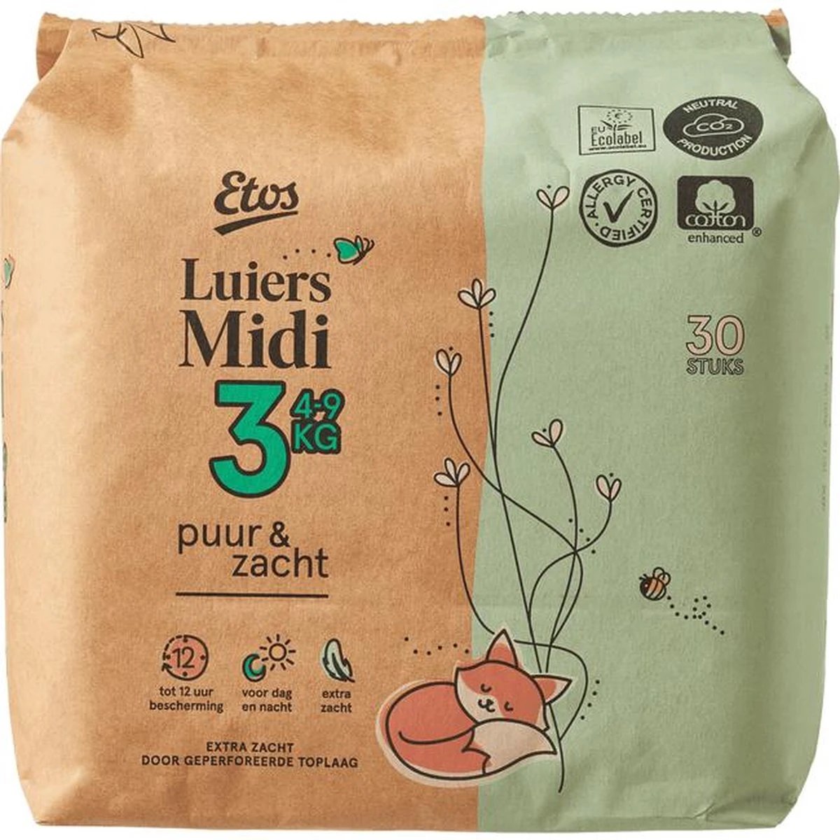 Etos Luiers Puur & Zacht - Maat 3 - 4 Tot 9kg - 90 Stuks (3x30) 3 Etos Luiers Puur & Zacht - Maat 3 - 4 Tot 9kg - 90 Stuks (3x30)