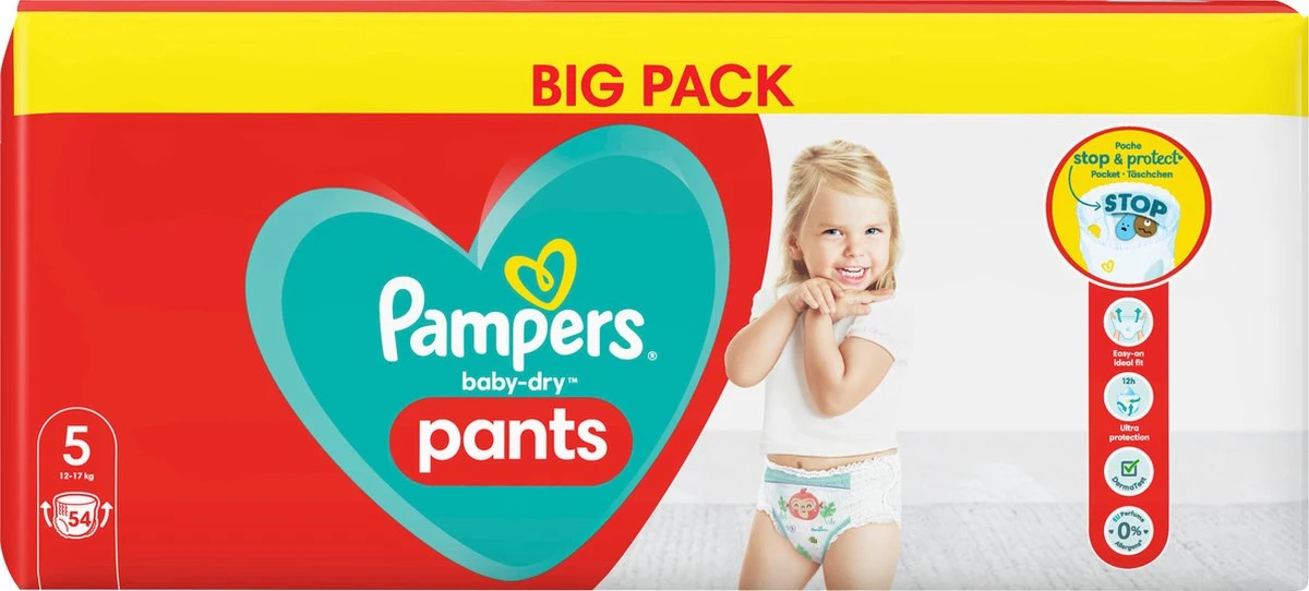 Pampers® Pampers Broek Baby Dry Maat 5 Junior, 12-17 Kg, Grootverpakking, 54 Stuks 8 Pampers® Pampers Broek Baby Dry Maat 5 Junior, 12-17 Kg, Grootverpakking, 54 Stuks - Afbeelding 6