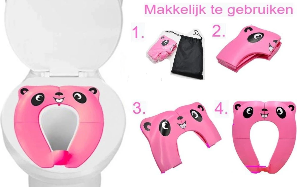 Merkloos WC Verkleiner Roze Panda Ontwerp - Toilettrainer - Opvouwbare Toilet Zitje - Toiletbril Verkleiner - Kinder WC Bril 8 Merkloos WC Verkleiner Roze Panda Ontwerp - Toilettrainer - Opvouwbare Toilet Zitje - Toiletbril Verkleiner - Kinder WC Bril - Afbeelding 6