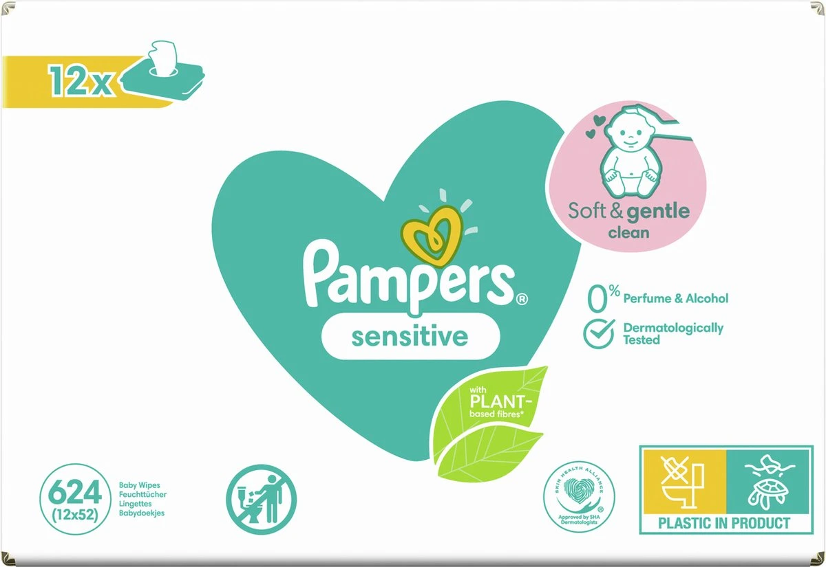 Pampers® Pampers - Billendoekjes Sensitive Navulpak - 624 Doekjes 4 Pampers® Pampers - Billendoekjes Sensitive Navulpak - 624 Doekjes - Afbeelding 2