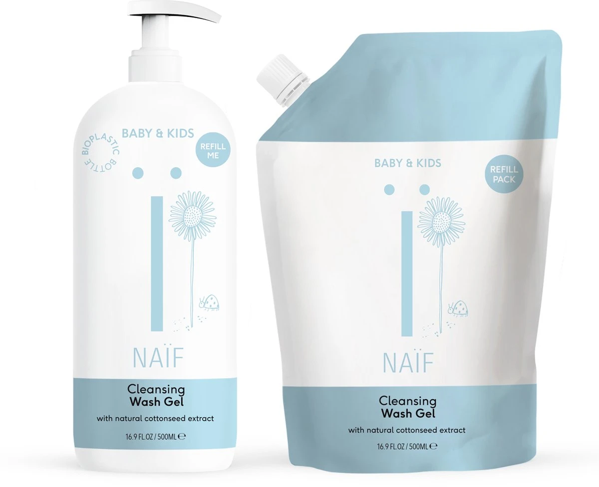 Naïf Reinigende Wasgel - Pompfles En Navulverpakking - Baby's En Kids - Verpakking 2x 500ml 3 Naïf Reinigende Wasgel - Pompfles En Navulverpakking - Baby's En Kids - Verpakking 2x 500ml