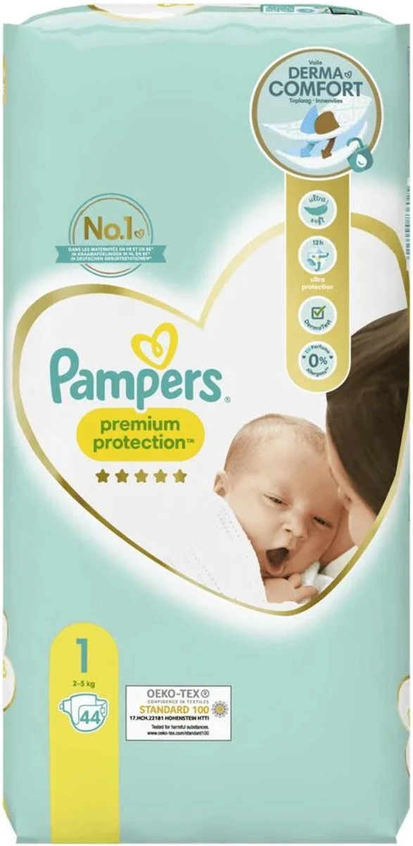 Pampers® Pampers Premium Protection - Maat 1 (New Born) 2-5 Kg - 88 Stuks - Luiers 3 Pampers® Pampers Premium Protection - Maat 1 (New Born) 2-5 Kg - 88 Stuks - Luiers