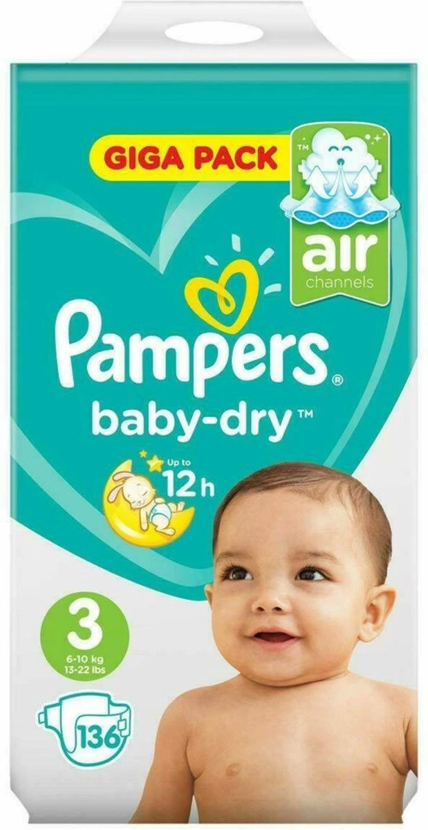 Pampers® Pampers Baby Dry Luiers - Maat 3 - 6 Tot 10kg -136 Stuks 3 Pampers® Pampers Baby Dry Luiers - Maat 3 - 6 Tot 10kg -136 Stuks