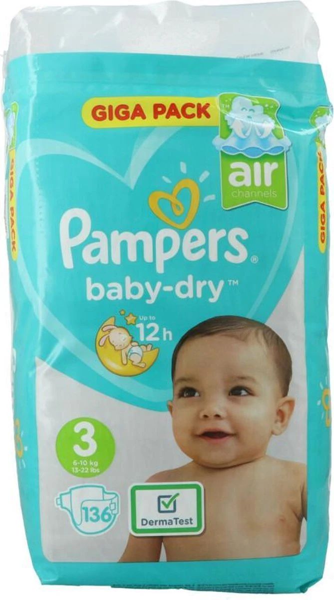 Pampers® Pampers Baby Dry Luiers - Maat 3 - 6 Tot 10kg -136 Stuks 12 Pampers® Pampers Baby Dry Luiers - Maat 3 - 6 Tot 10kg -136 Stuks - Afbeelding 10