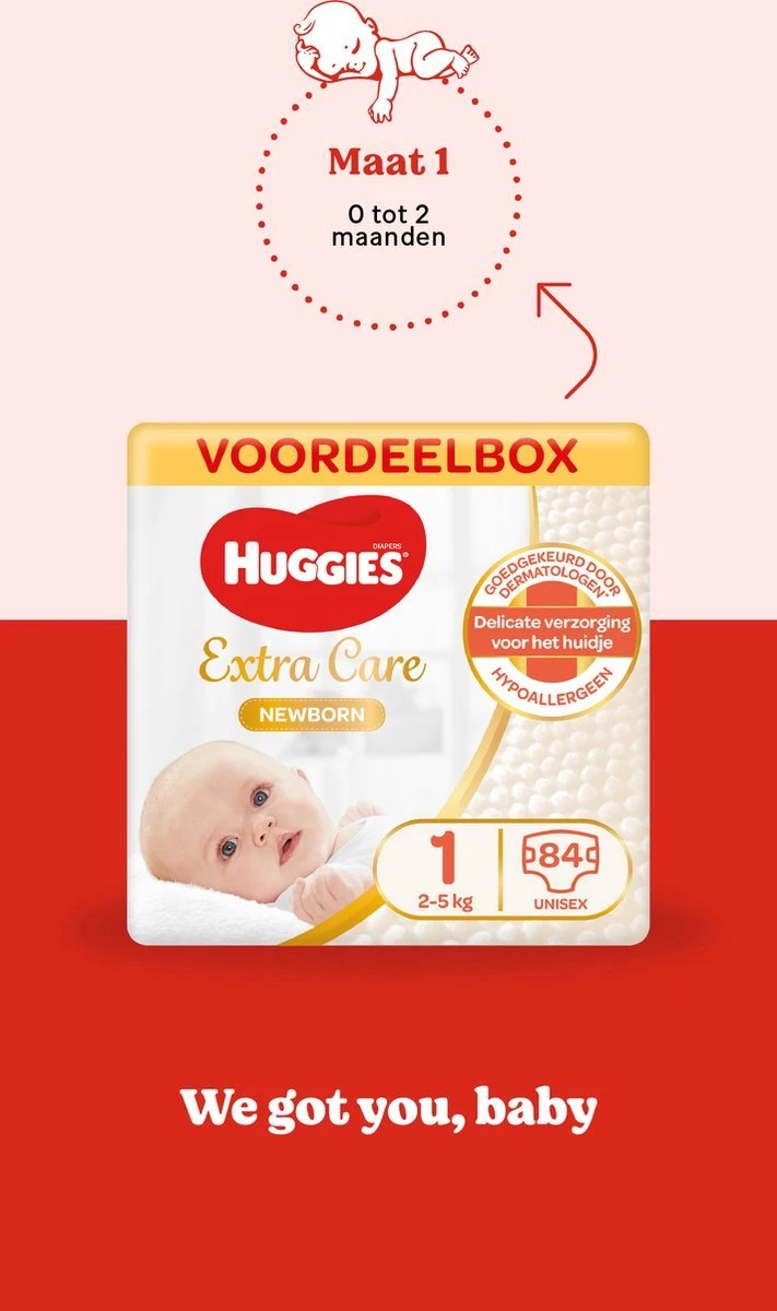 Huggies Luiers - Maat 1 (2 Tot 5 Kg) - 168 (8x21) Stuks - Newborn - Voordeelverpakking 8 Huggies Luiers - Maat 1 (2 Tot 5 Kg) - 168 (8x21) Stuks - Newborn - Voordeelverpakking - Afbeelding 6