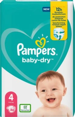 Pampers® Pampers Baby-Dry Maat 4, 46 Luiers, Tot 12 Uur Bescherming, 9-14kg -Winkel Voor Babyverzorgingsproducten 772x1200