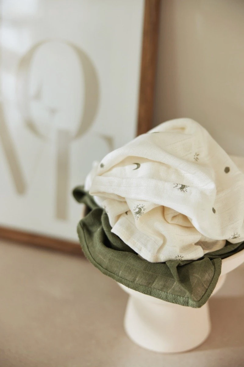 Jollein Hydrofiele Doek Small 70x70cm Stargaze - Leaf Green - 3 Stuks 8 Jollein Hydrofiele Doek Small 70x70cm Stargaze - Leaf Green - 3 Stuks - Afbeelding 6